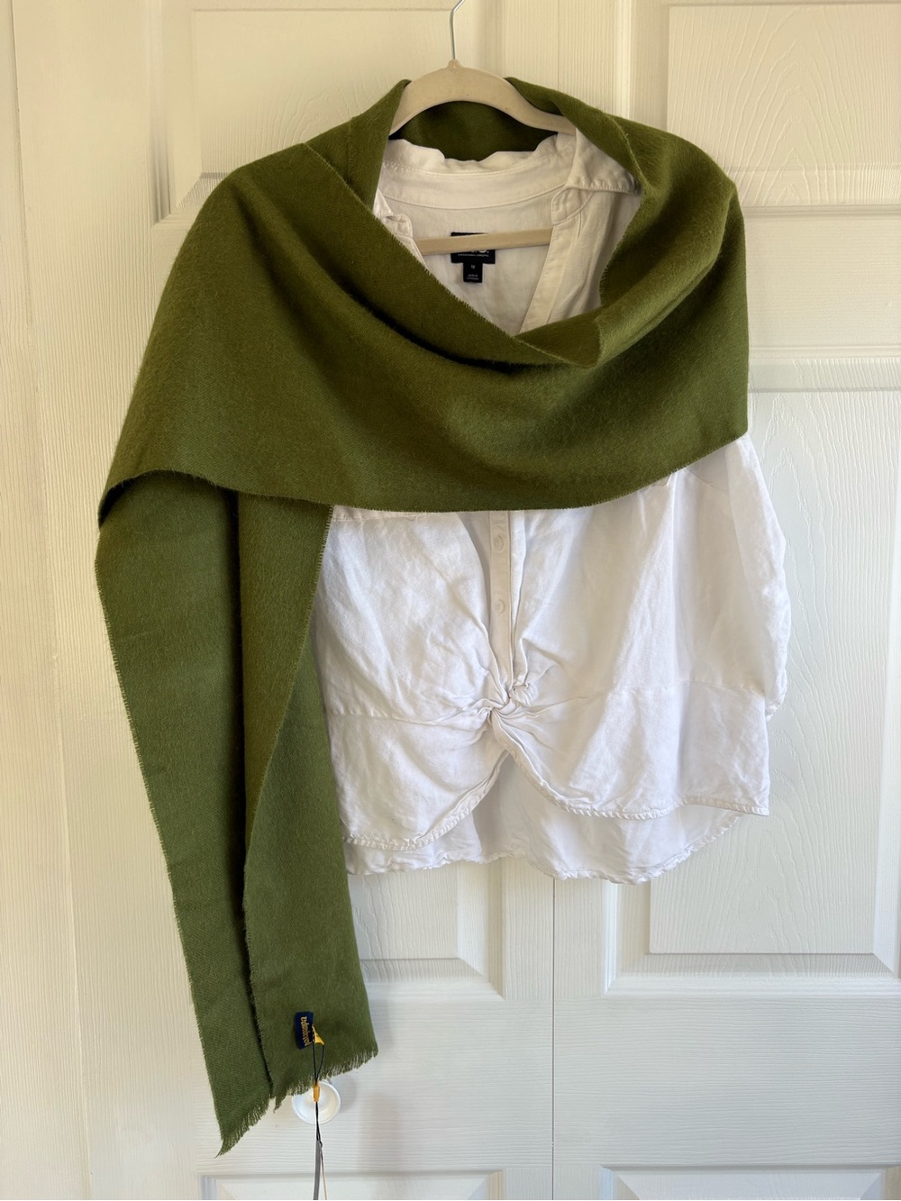 Patapampa Solid Olive Green Baby Alpaca Wool Wrap Shawl Scarf Quiet Luxury Long